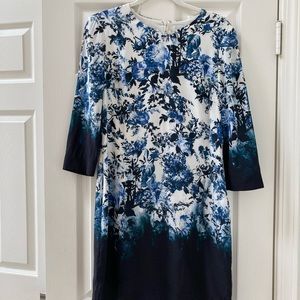 Erdem Navy Floral Dress Silk 36